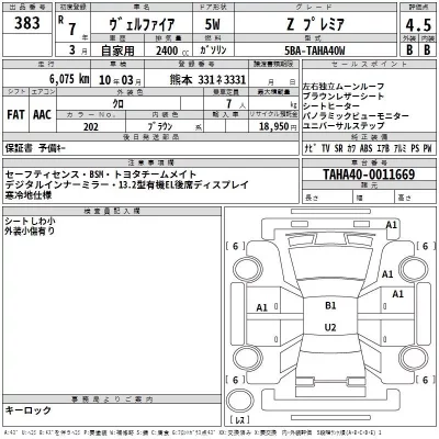 Toyota VELLFIRE  с аукциона в Японии