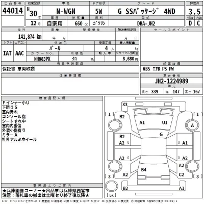 Honda N WGN  с аукциона в Японии