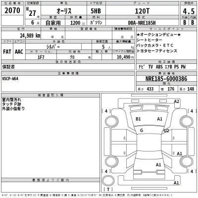 Toyota AURIS  с аукциона в Японии