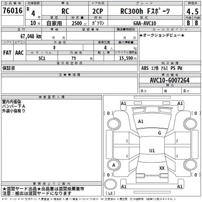 Lexus RC  с аукциона в Японии