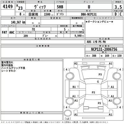 Toyota VITZ  с аукциона в Японии