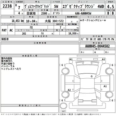 Toyota VELLFIRE  с аукциона в Японии