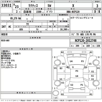 Toyota RACTIS  с аукциона в Японии