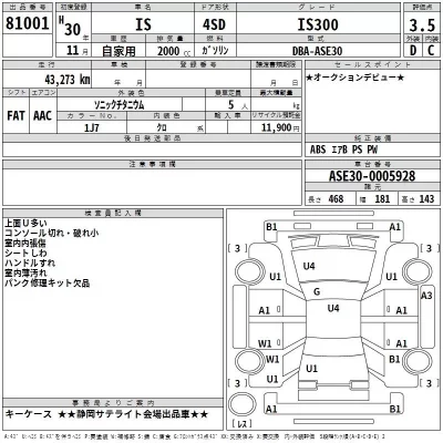 Lexus IS  с аукциона в Японии