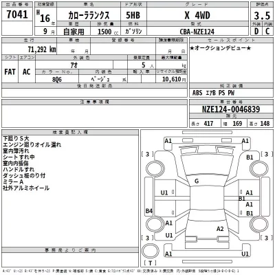 Toyota COROLLA RUNX  с аукциона в Японии
