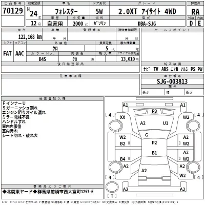 Subaru FORESTER  с аукциона в Японии