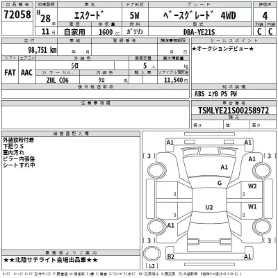 Suzuki ESCUDO  с аукциона в Японии