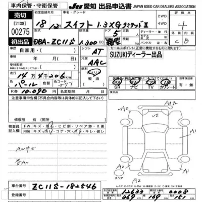 Suzuki SWIFT  с аукциона в Японии
