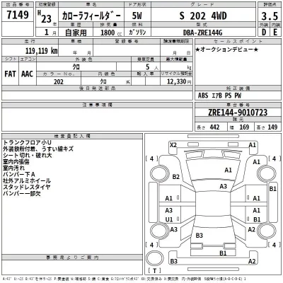 Toyota COROLLA FIELDER  с аукциона в Японии