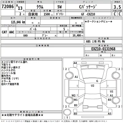 Toyota RAUM  с аукциона в Японии