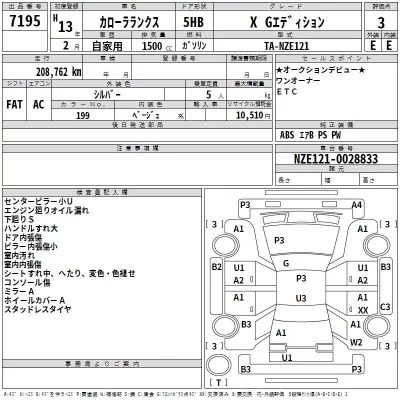 Toyota COROLLA RUNX  с аукциона в Японии