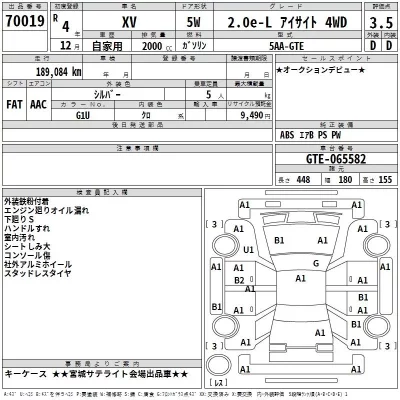 Subaru XV  с аукциона в Японии