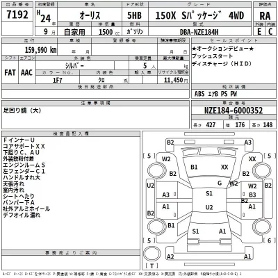 Toyota AURIS  с аукциона в Японии