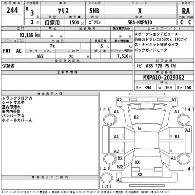 Toyota YARIS  с аукциона в Японии