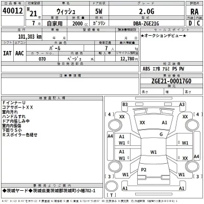Toyota WISH  с аукциона в Японии