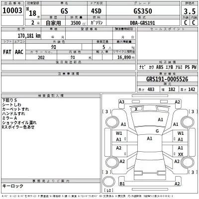 Lexus GS  с аукциона в Японии