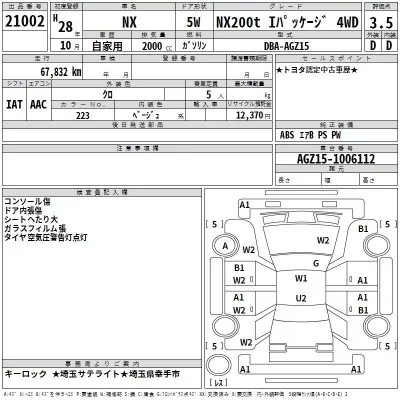 Lexus NX  с аукциона в Японии