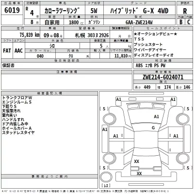 Toyota COROLLA TOURING  с аукциона в Японии