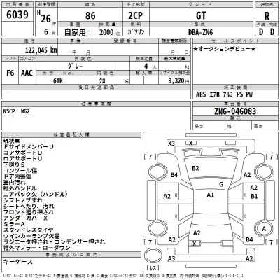 Toyota 86  с аукциона в Японии