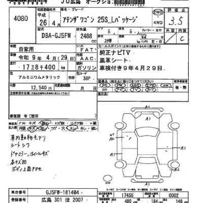Mazda ATENZA WAGON  с аукциона в Японии
