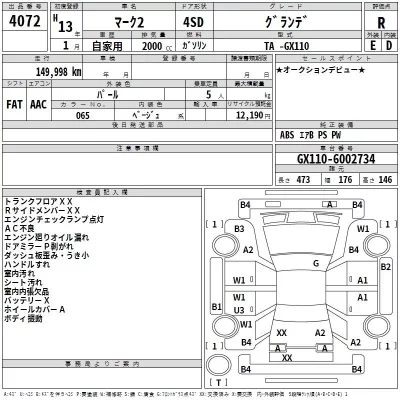 Toyota MARK II  с аукциона в Японии