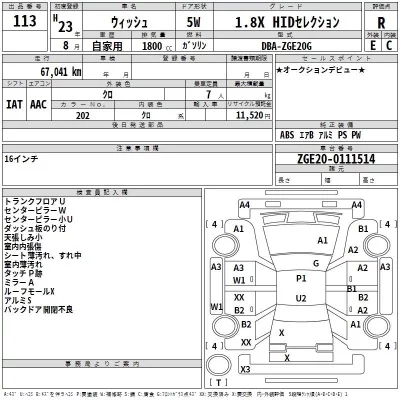 Toyota WISH  с аукциона в Японии