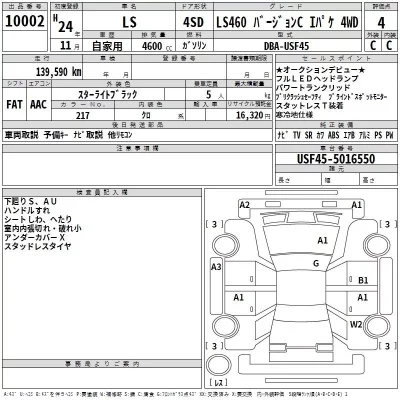 Lexus LS  с аукциона в Японии