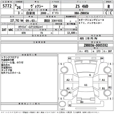 Toyota VOXY  с аукциона в Японии