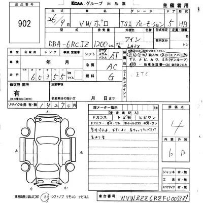 Volkswagen POLO  с аукциона в Японии