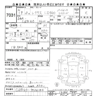 Lexus LS  с аукциона в Японии