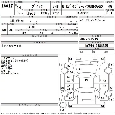 Toyota VITZ  с аукциона в Японии