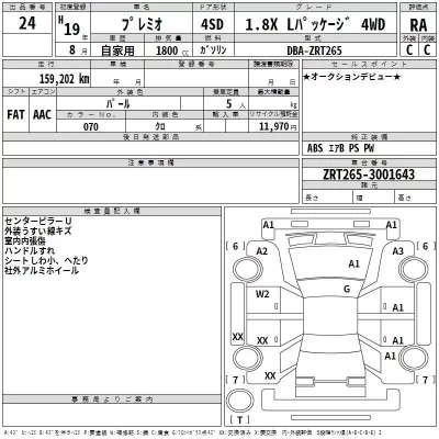 Toyota PREMIO  с аукциона в Японии