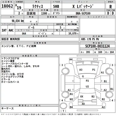 Toyota RACTIS  с аукциона в Японии