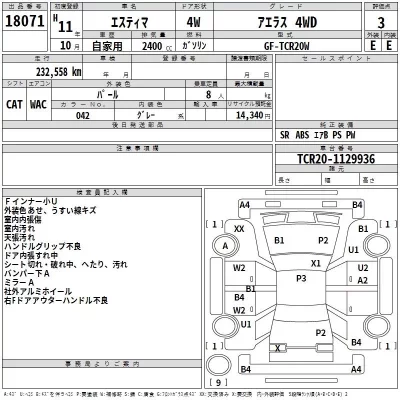 Toyota ESTIMA  с аукциона в Японии