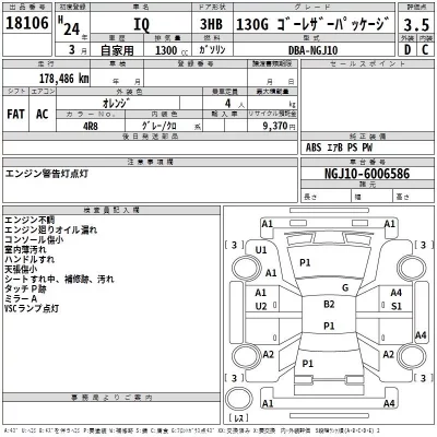 Toyota IQ  с аукциона в Японии
