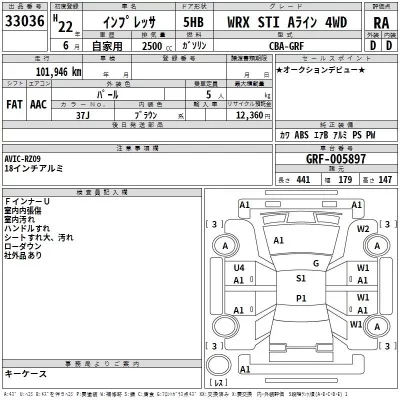 Subaru IMPREZA  с аукциона в Японии