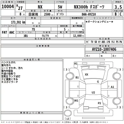 Lexus NX  с аукциона в Японии