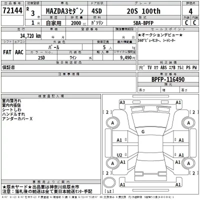 Mazda MAZDA3  с аукциона в Японии