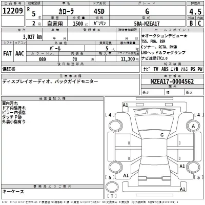 Toyota COROLLA  с аукциона в Японии