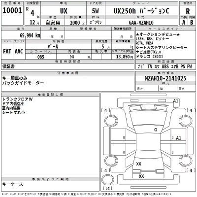Lexus UX  с аукциона в Японии