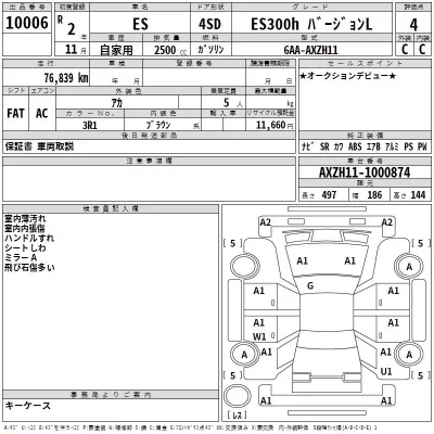 Lexus ES  с аукциона в Японии