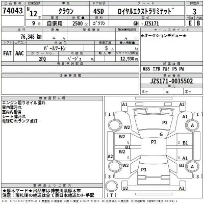 Toyota CROWN  с аукциона в Японии