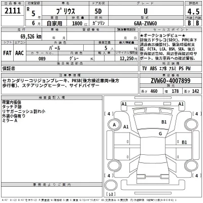 Toyota PRIUS  с аукциона в Японии