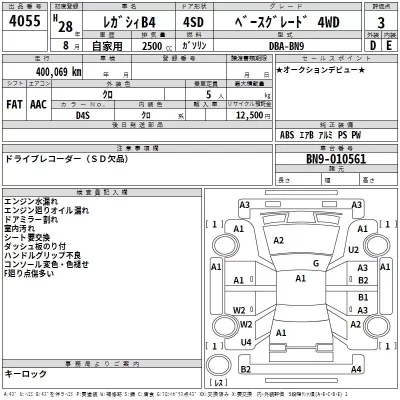 Subaru LEGACY B4  с аукциона в Японии