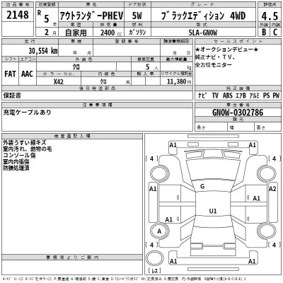 Mitsubishi OUTLANDER PHEV  с аукциона в Японии