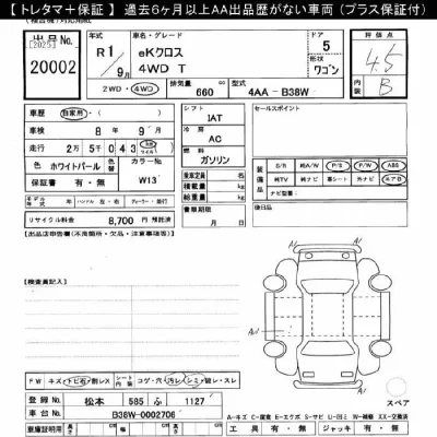 Mitsubishi EK X  с аукциона в Японии