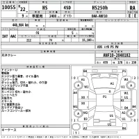 Lexus HS лот № 10055 оценка RA  с аукциона в Японии 2