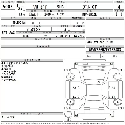 Volkswagen POLO  с аукциона в Японии