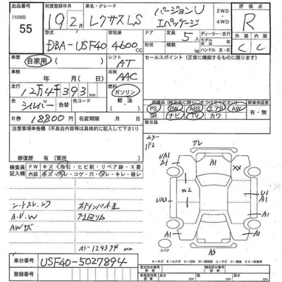 Lexus LS  с аукциона в Японии