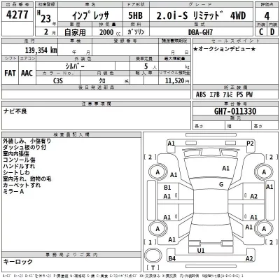 Subaru IMPREZA  с аукциона в Японии